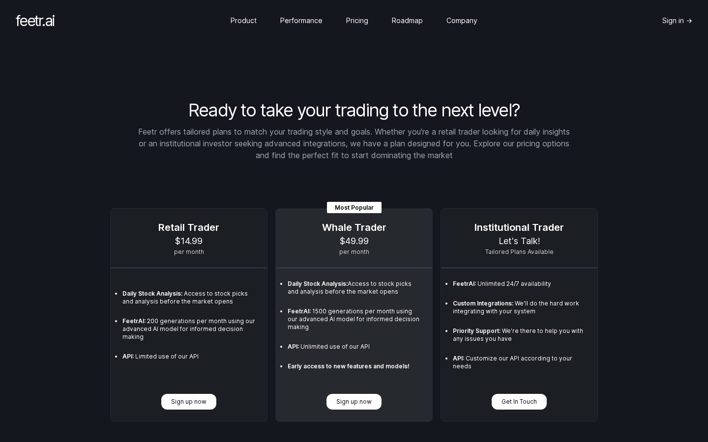 Feetr Pricing