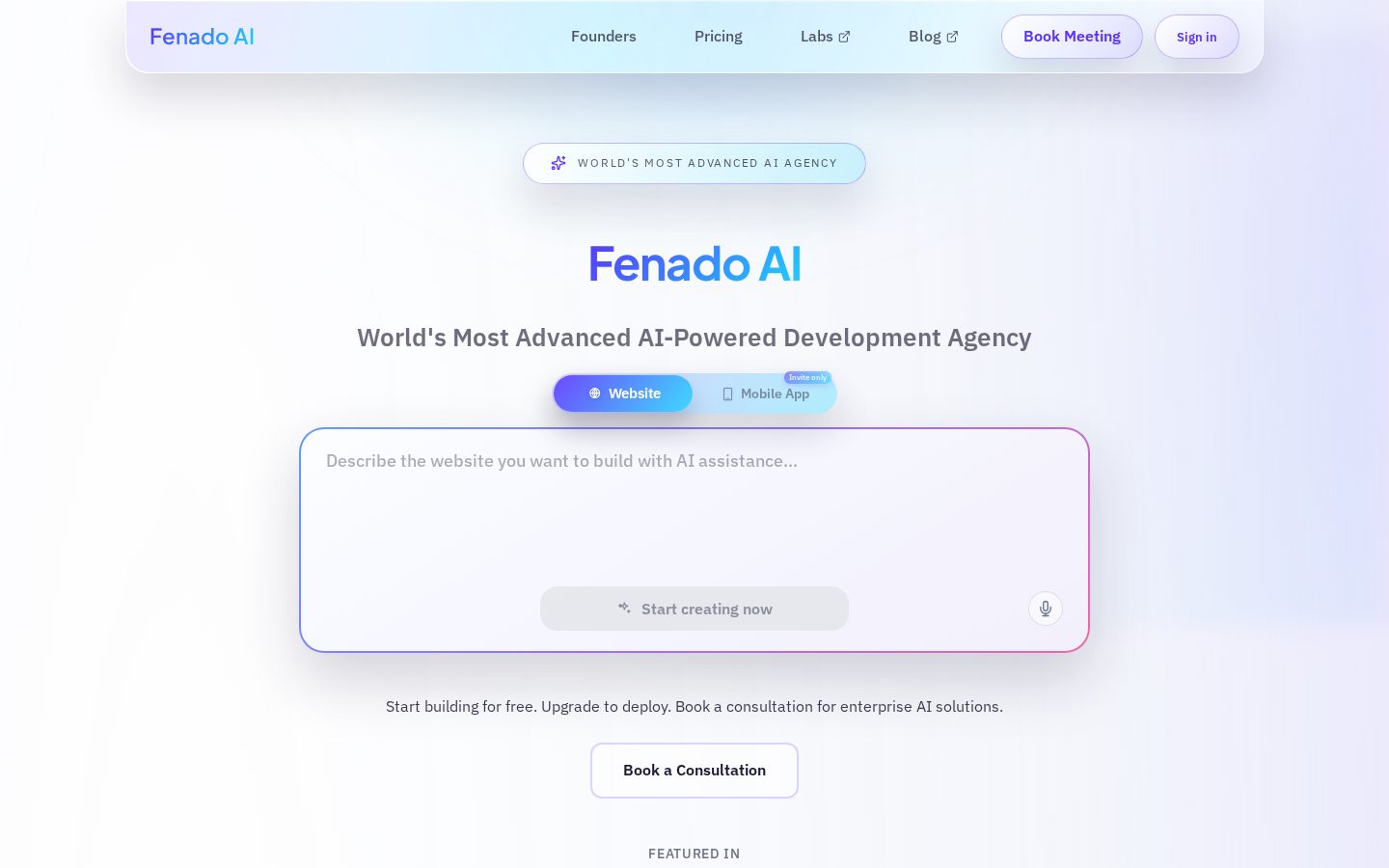 Fenado AI Homepage