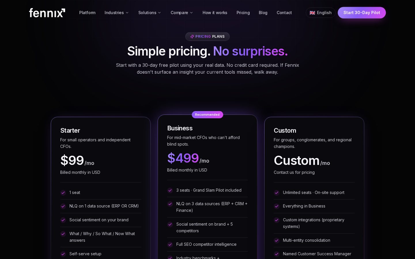 Fennix Pricing