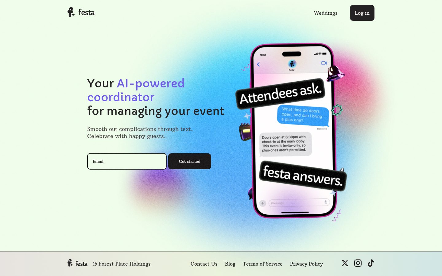 Festa AI-native OS for events Homepage