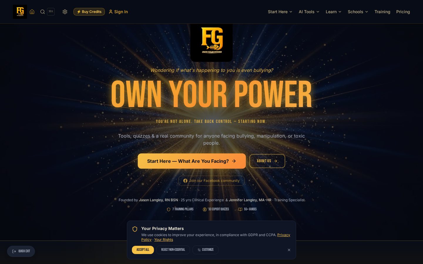 FG - Own Your Power Homepage