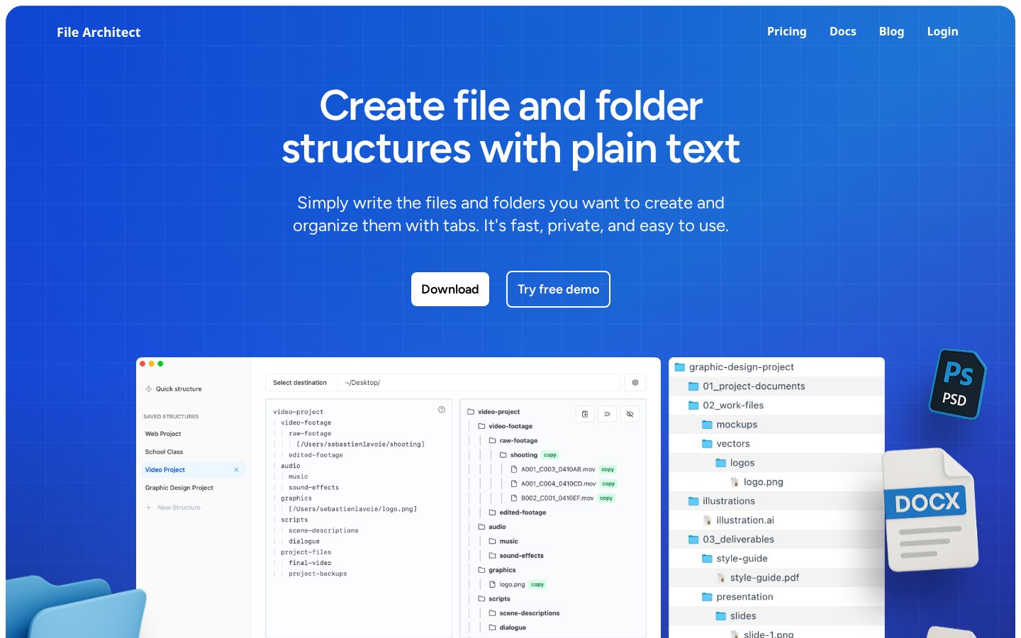 File Architect — Create file structures fast Homepage