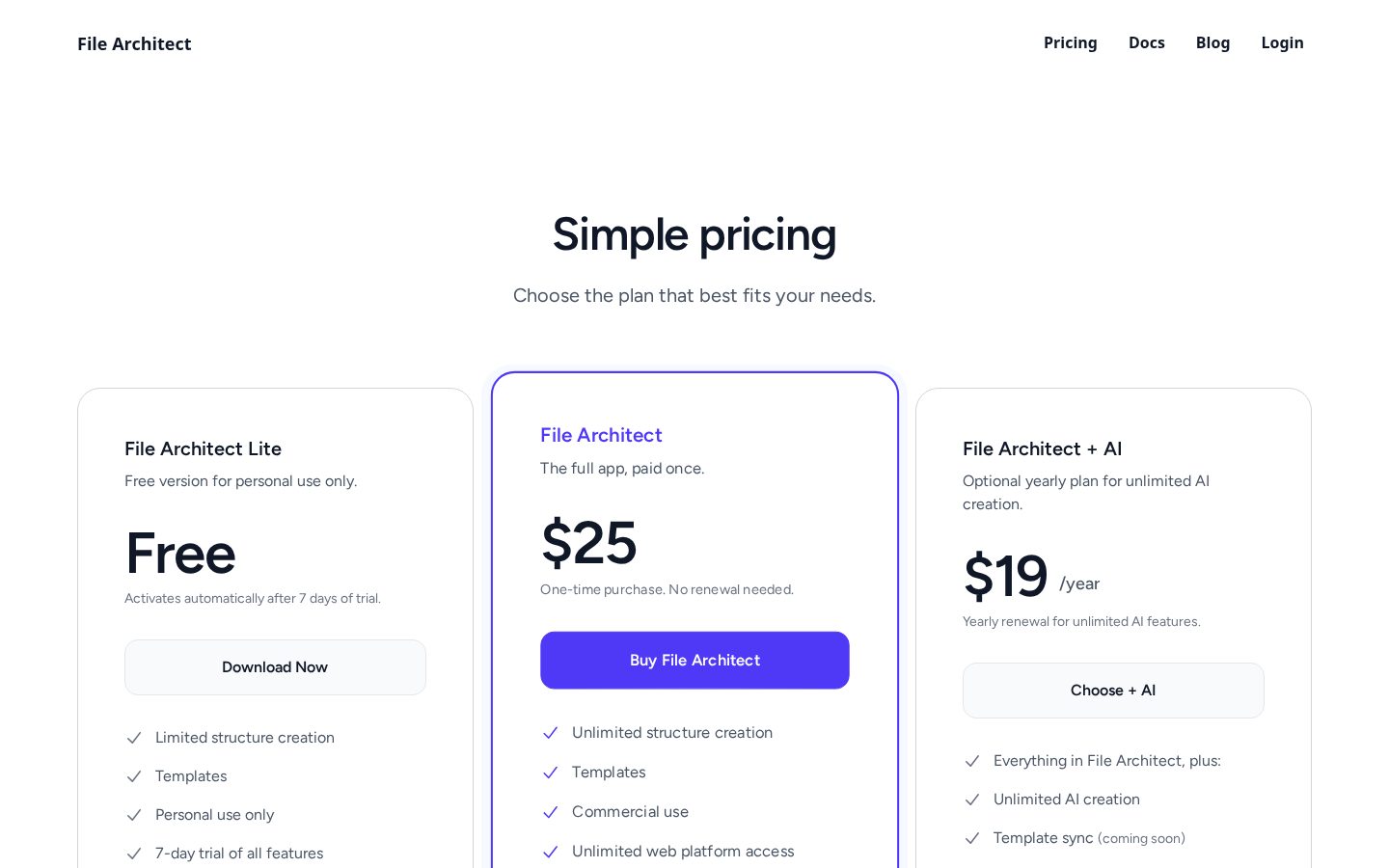 File Architect — Create file structures fast Pricing