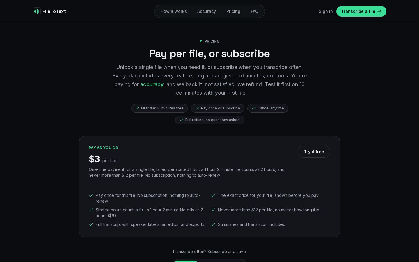 FileToText Pricing