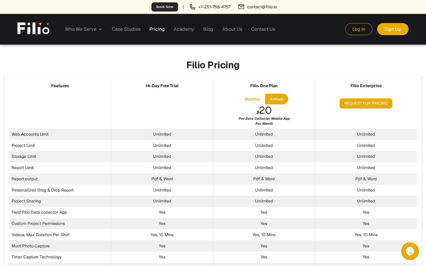 Filio Pricing