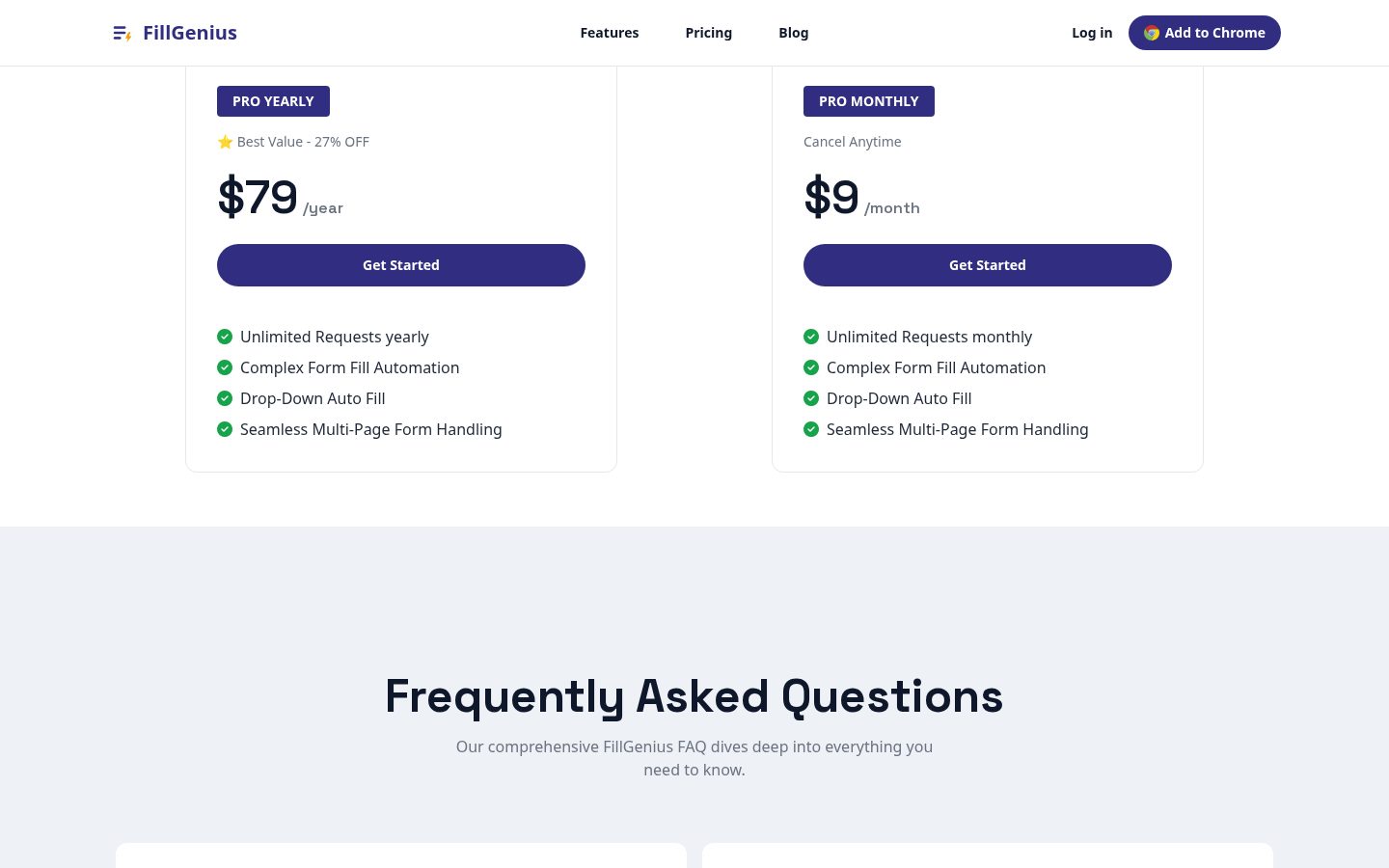 FillGenius Pricing