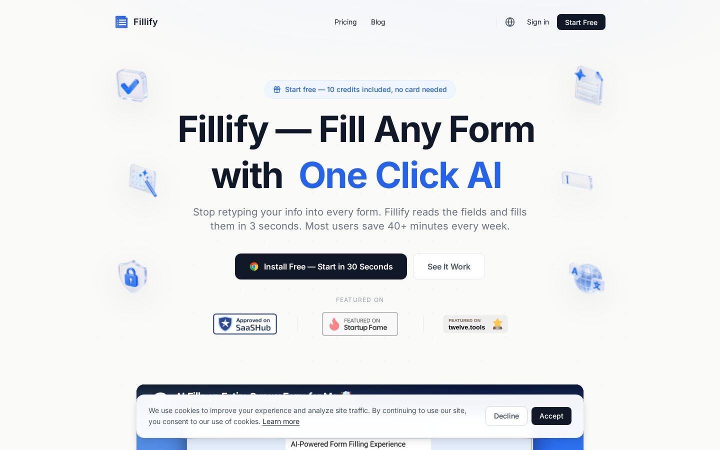 Fillify Homepage