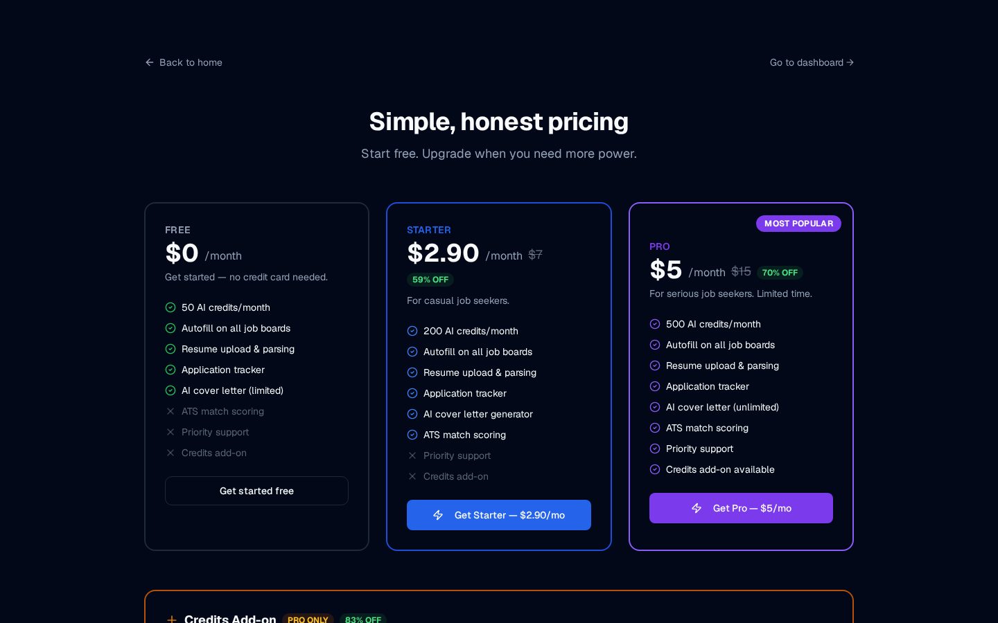 FillJob AI Pricing