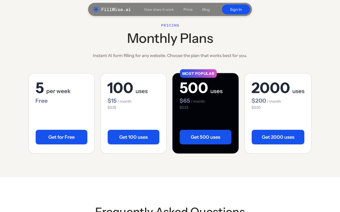 FillWise Pricing