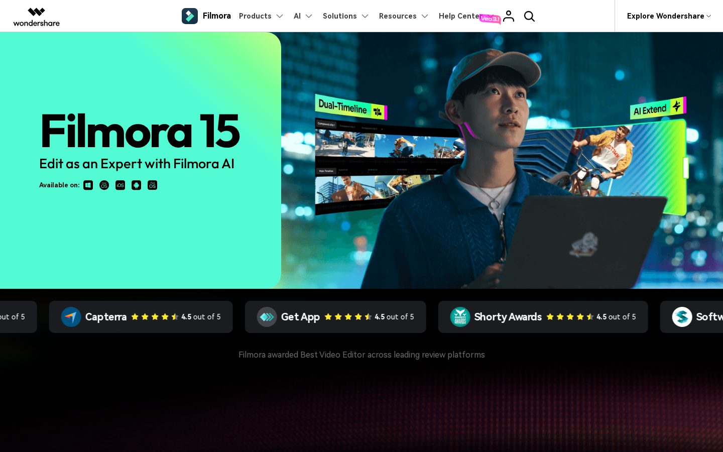 Filmora Homepage
