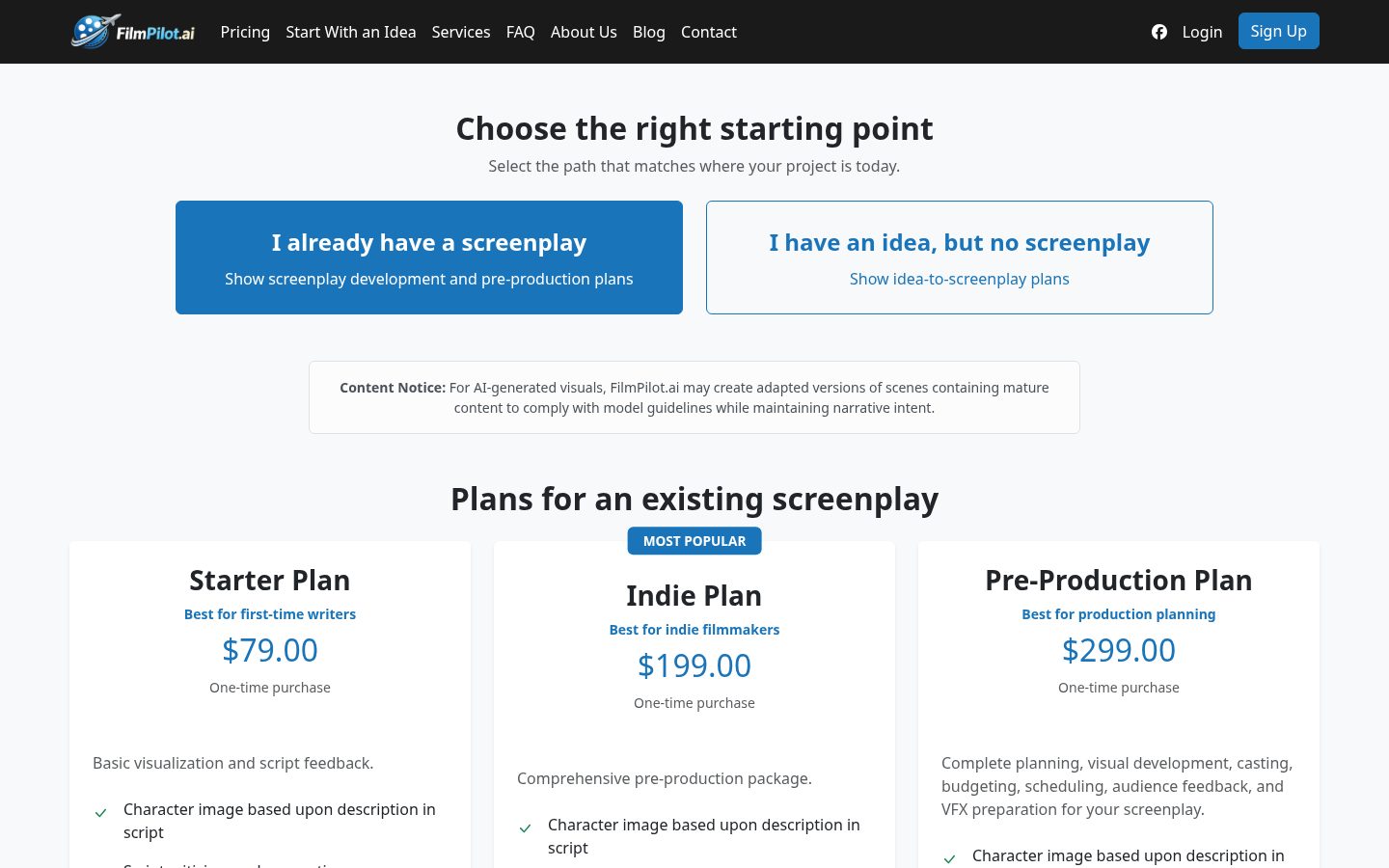 FilmPilot.ai Pricing