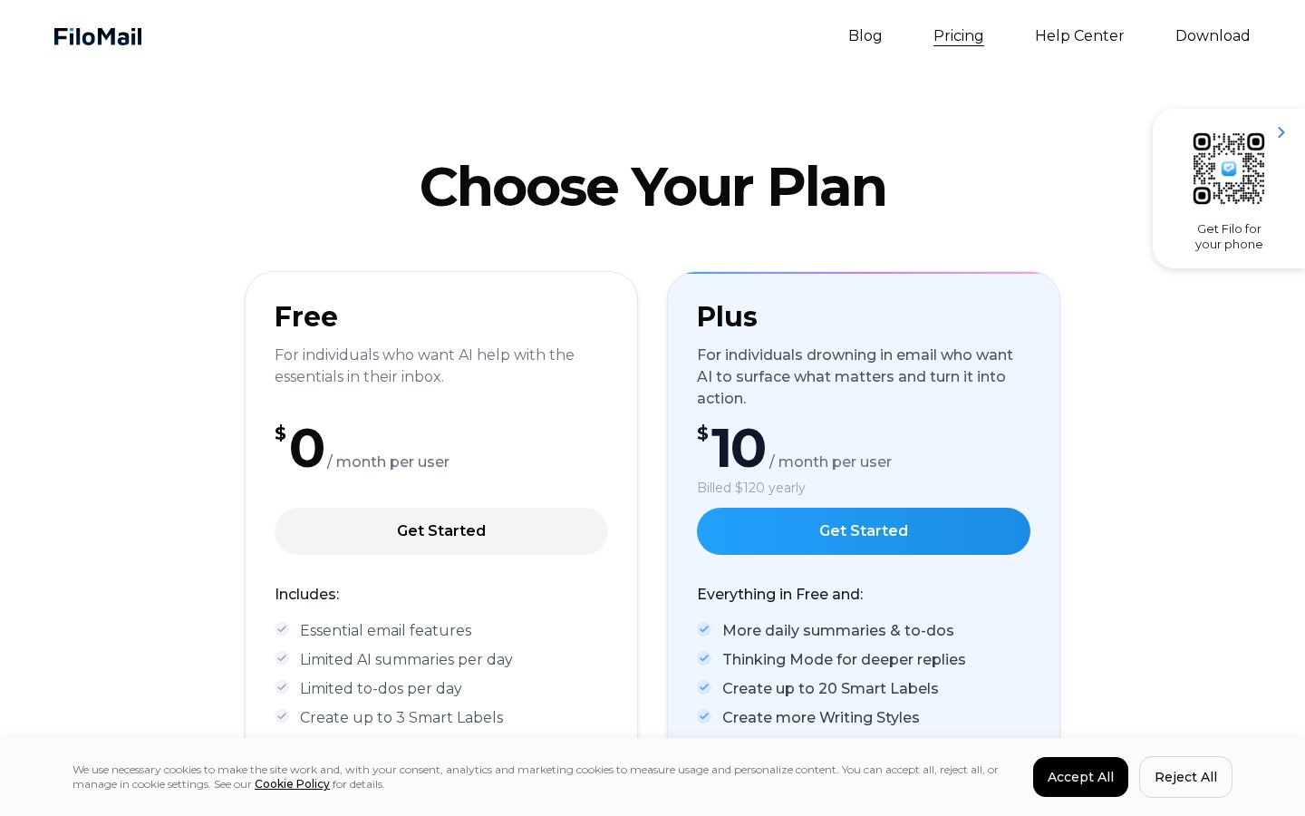 FiloMail for Android Pricing
