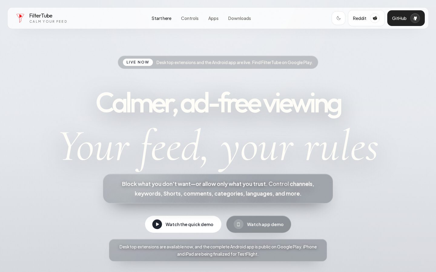FilterTube Homepage