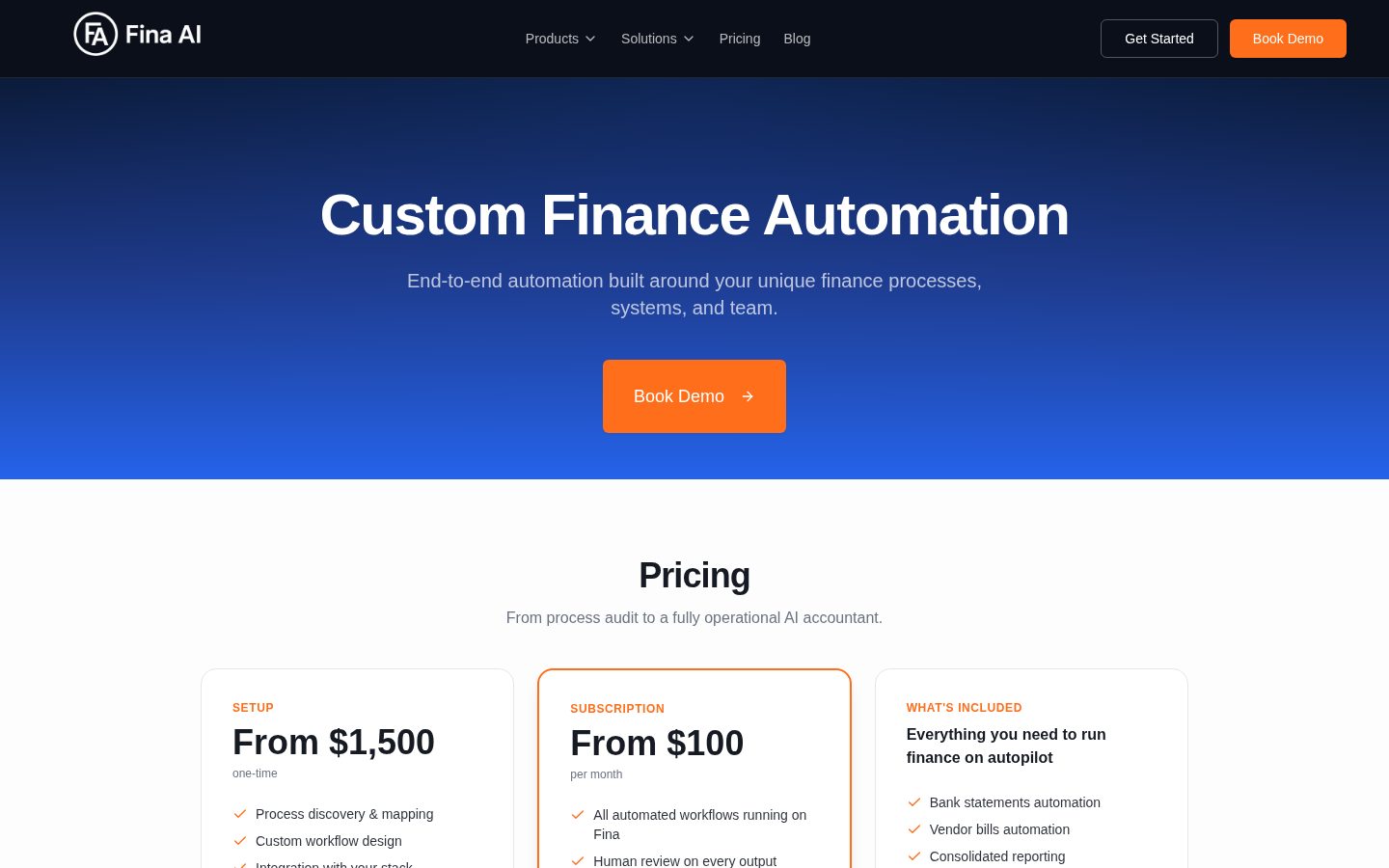 FINA Pricing