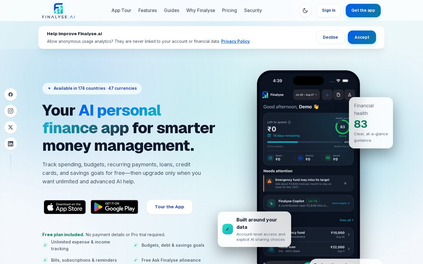 Finalyse.ai Homepage