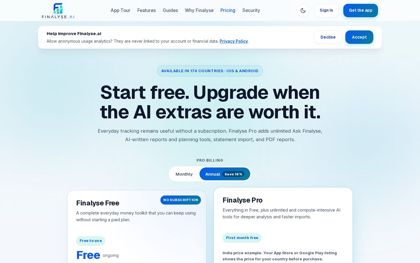 Finalyse.ai Pricing