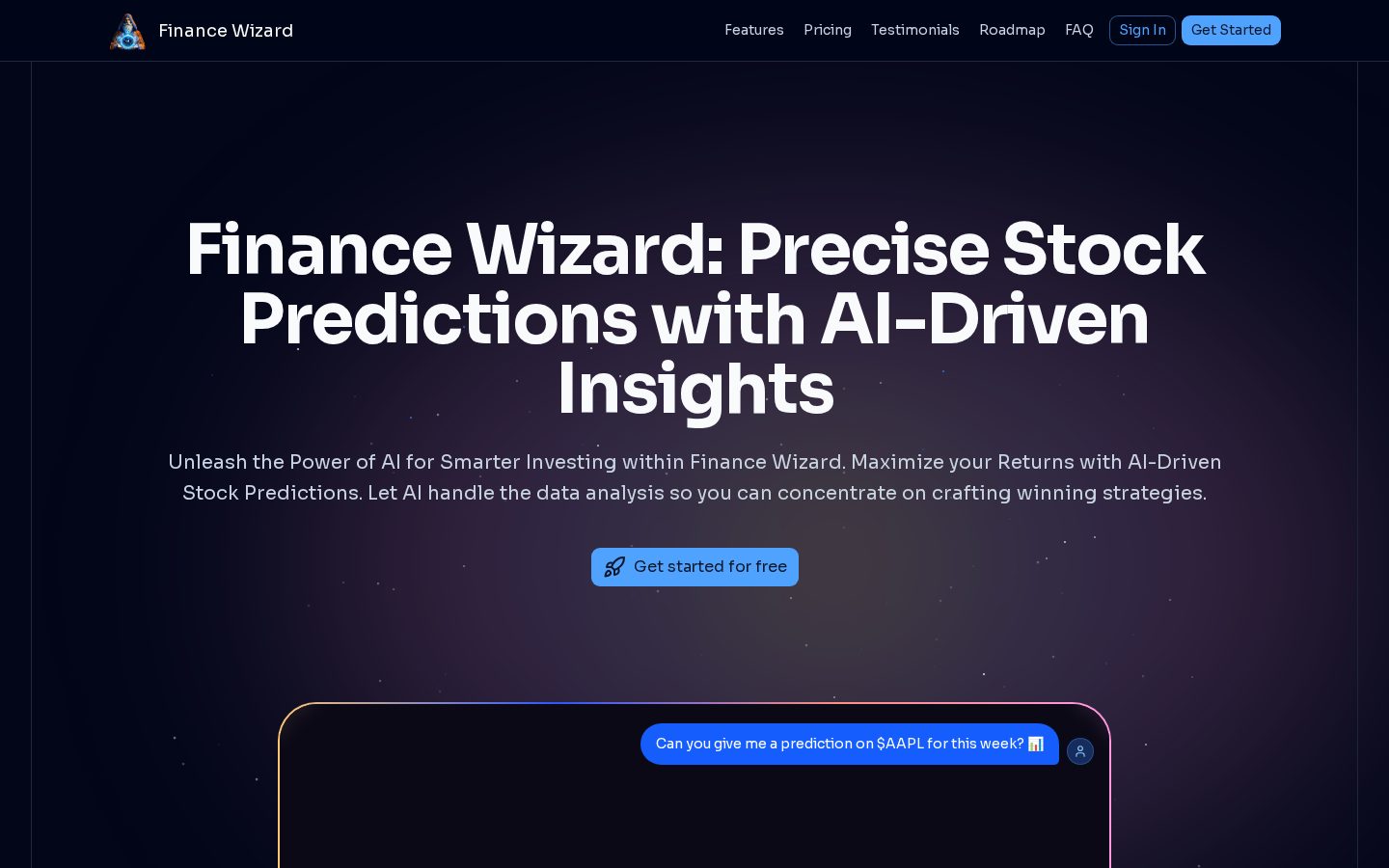 Finance Wizard Homepage