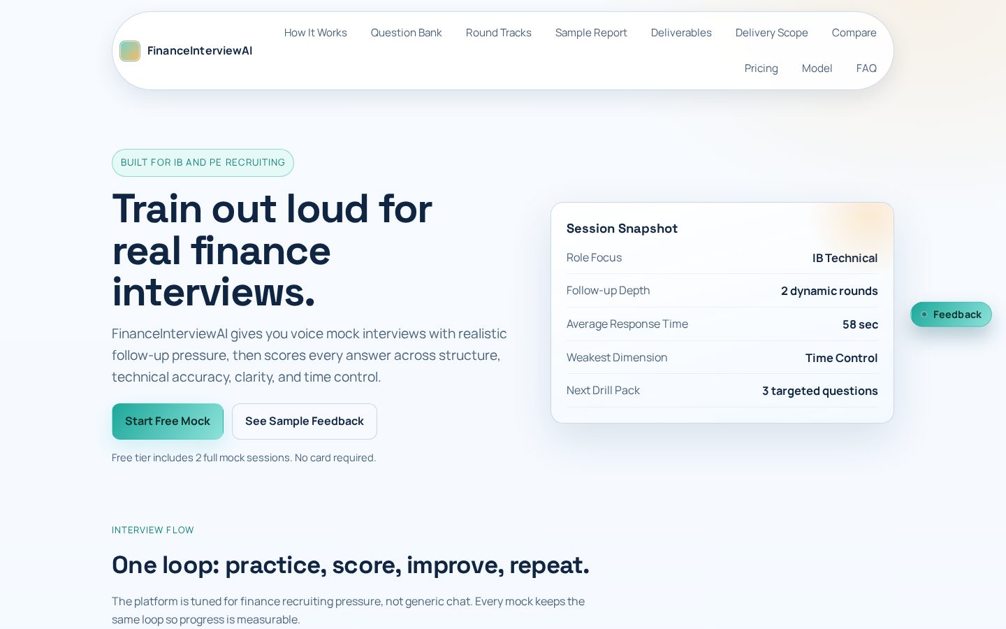 FinanceInterviewAI Homepage