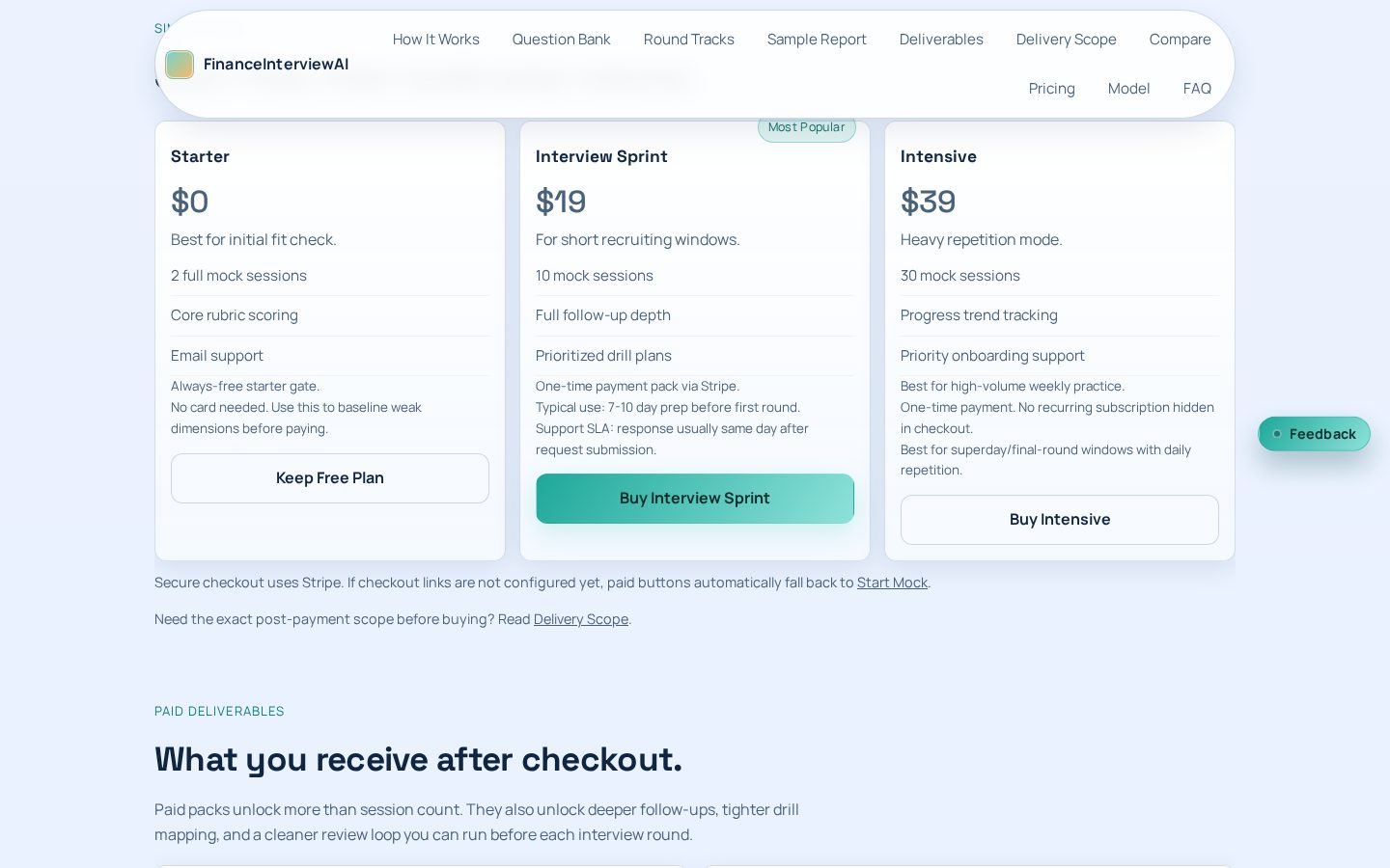 FinanceInterviewAI Pricing