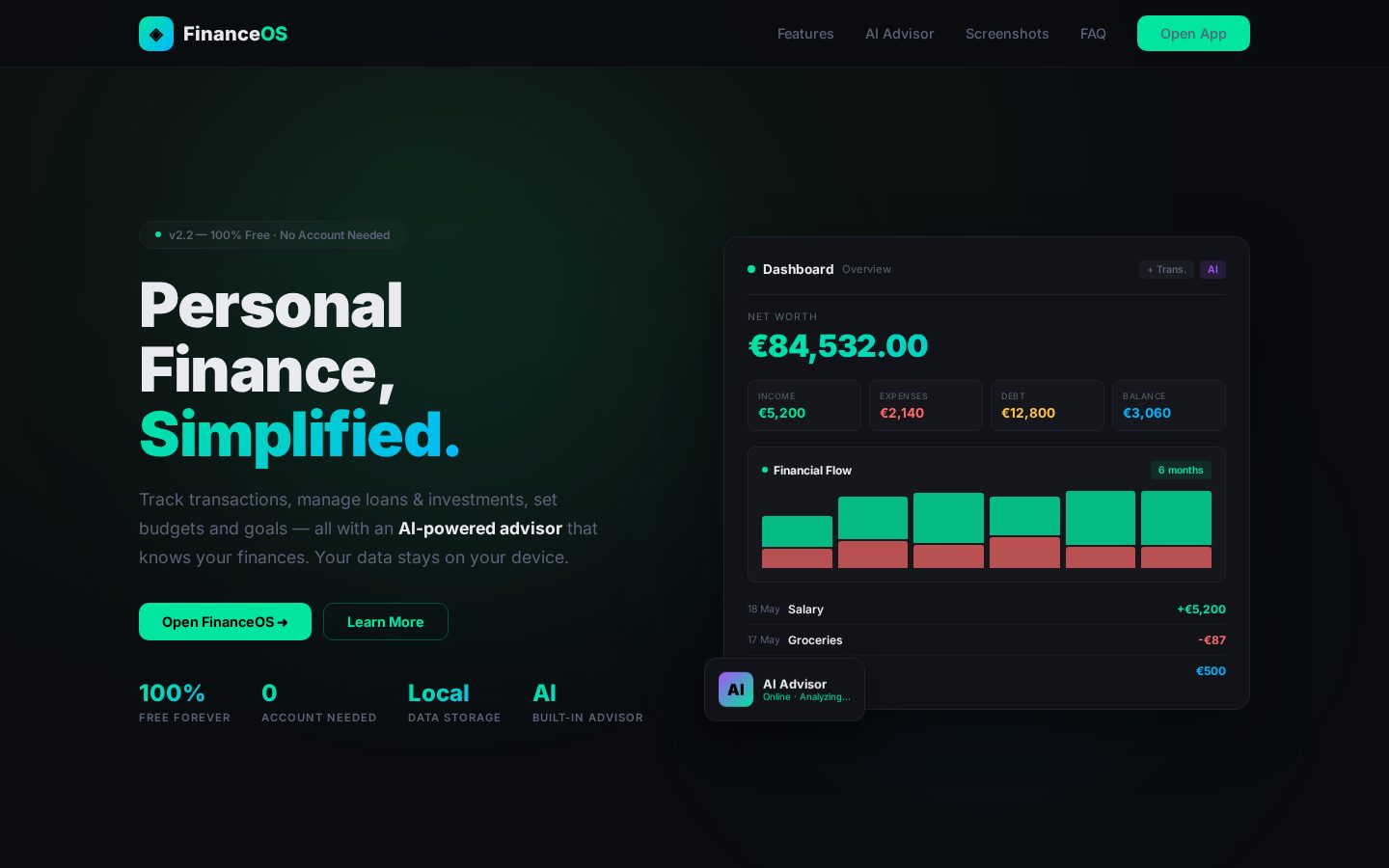 FinanceOS Homepage