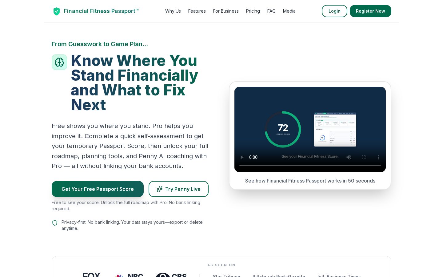 Financial Fitness Passport Homepage