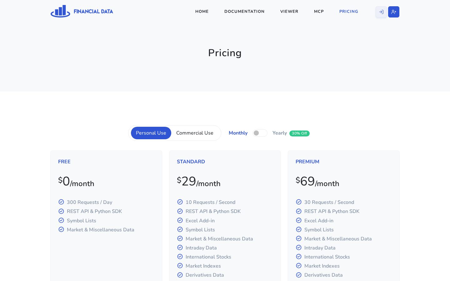 FinancialData.Net Pricing