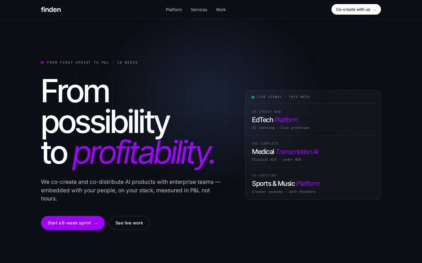 Finden Homepage
