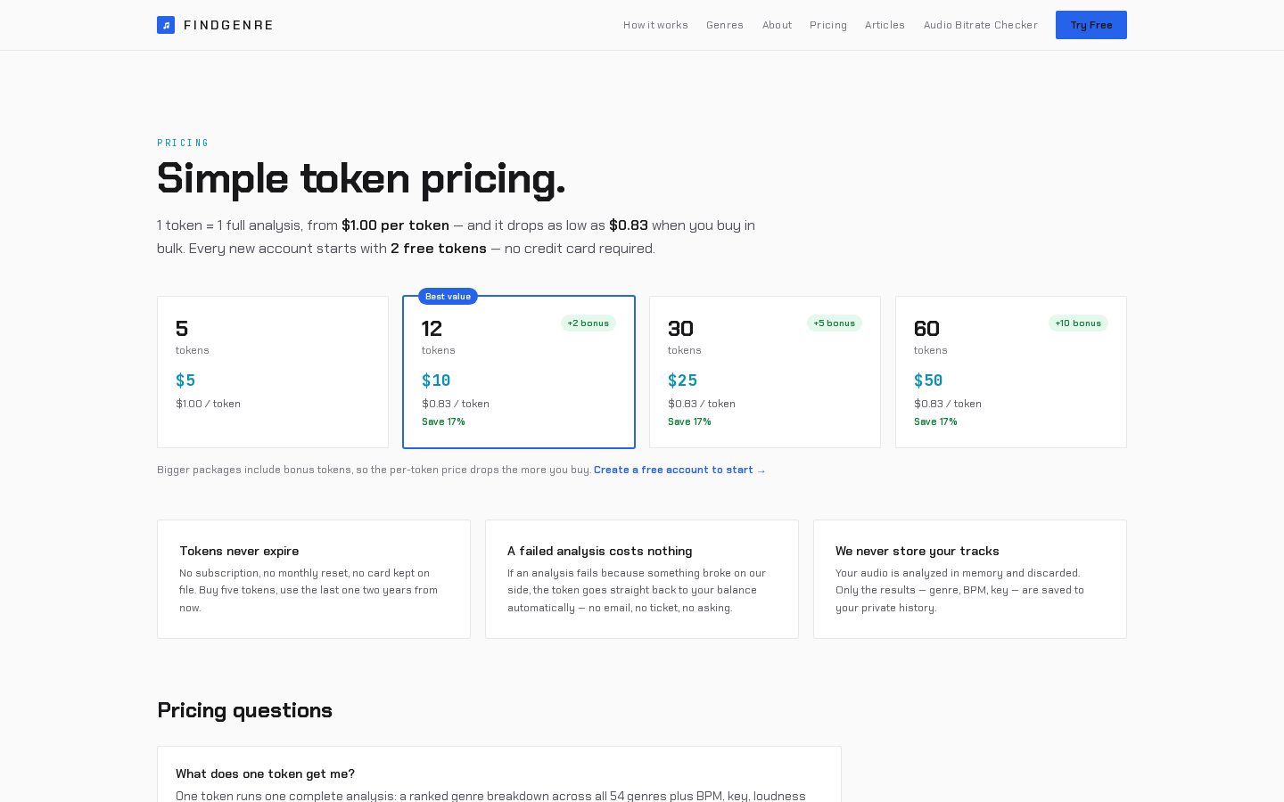 FindGenre Pricing