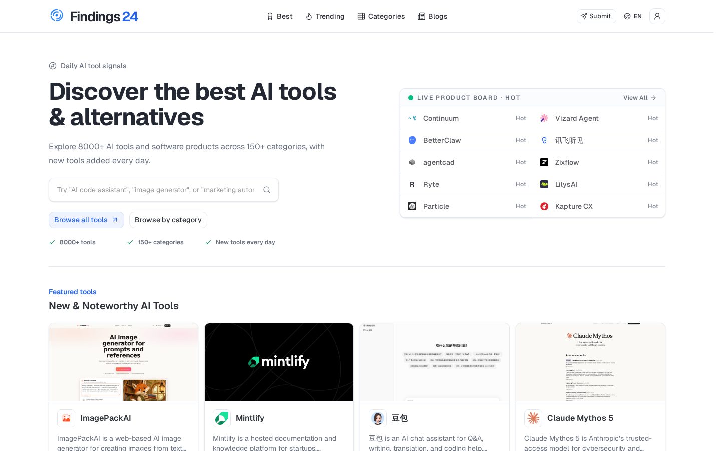 Findings24 Homepage