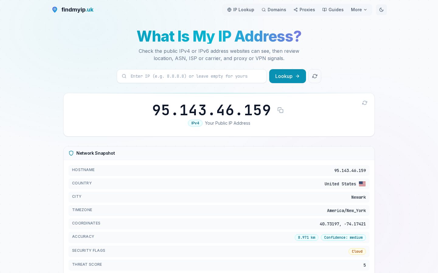 FindMyIP.uk Homepage