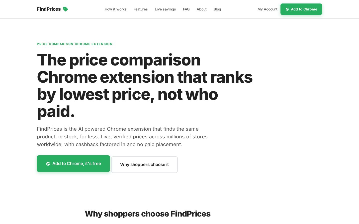 FindPrices Pricing