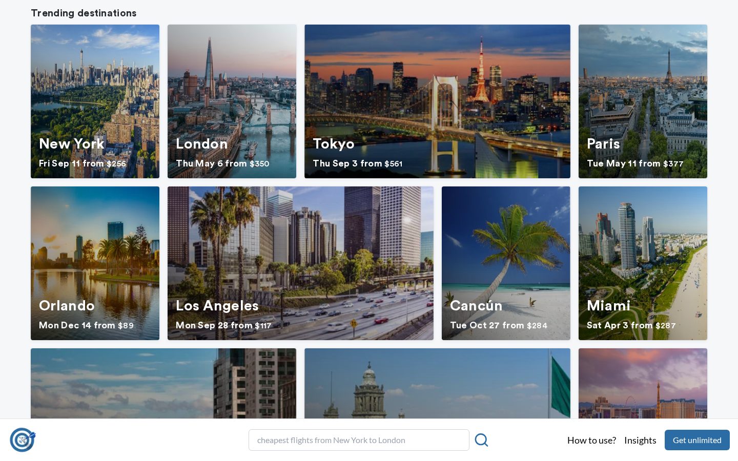 Fin.flights Homepage