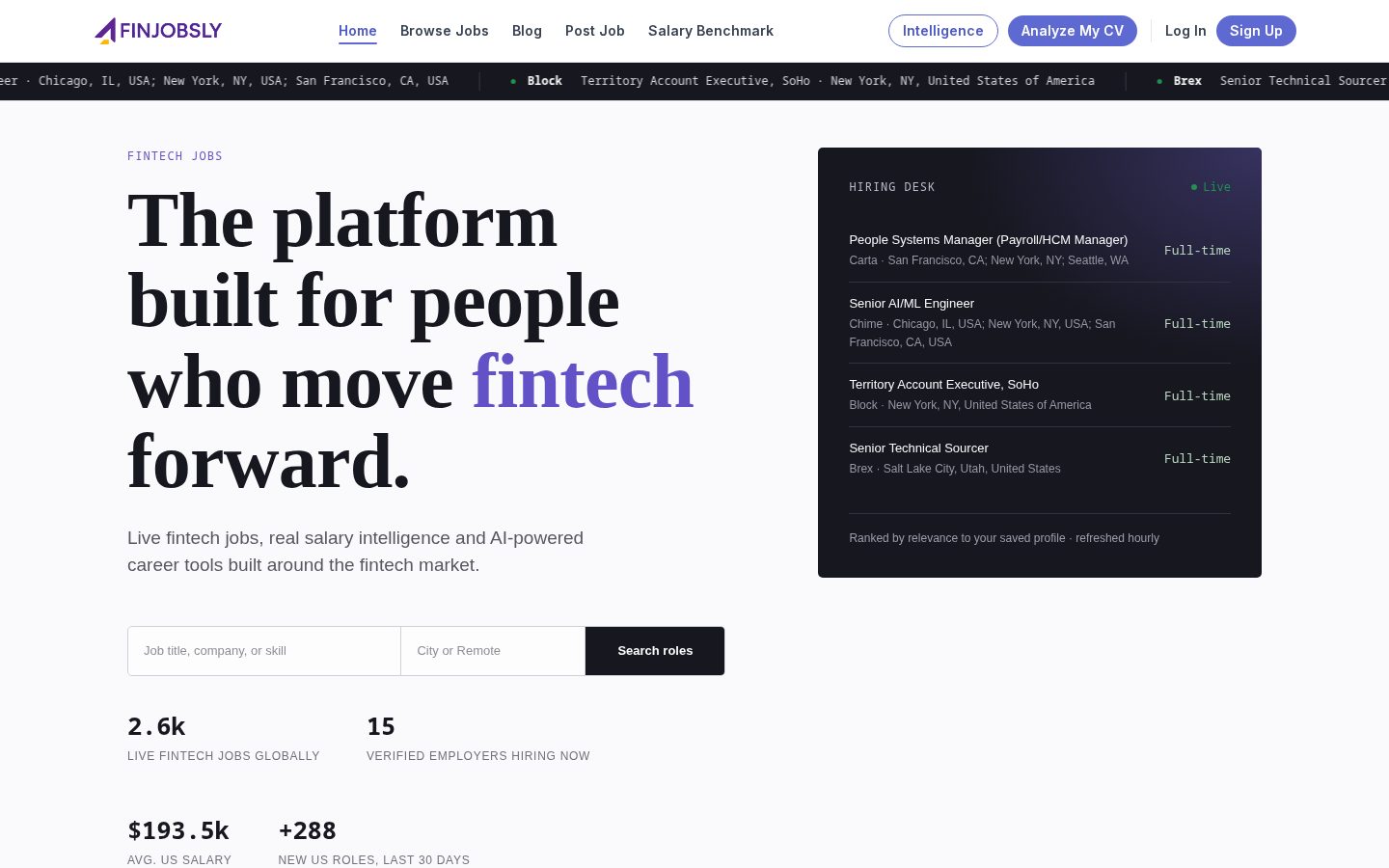 FinJobsly Homepage