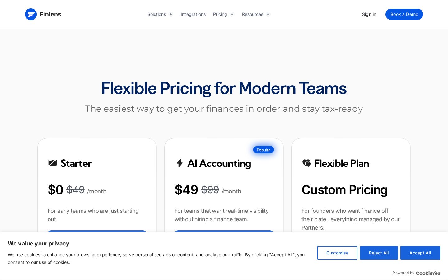 Finlens Pricing