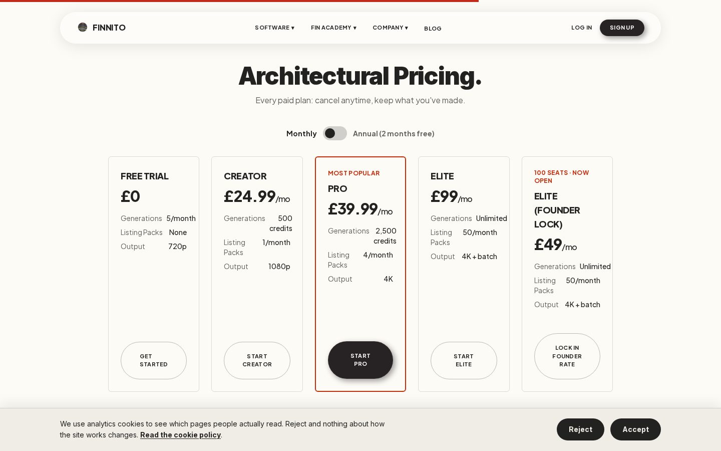 Finnito Pricing