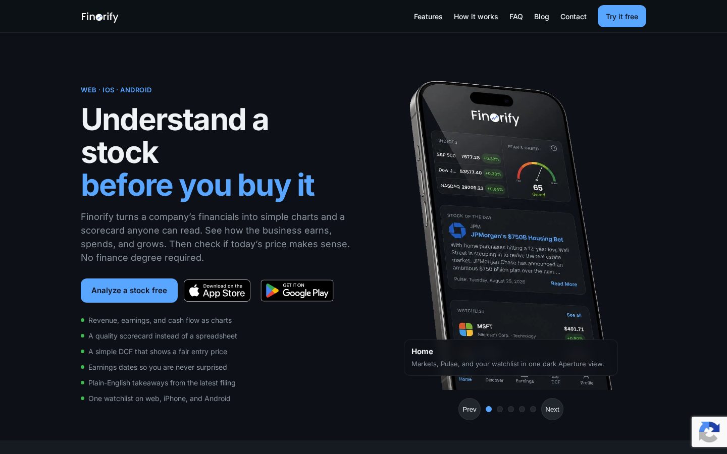 Finorify Homepage