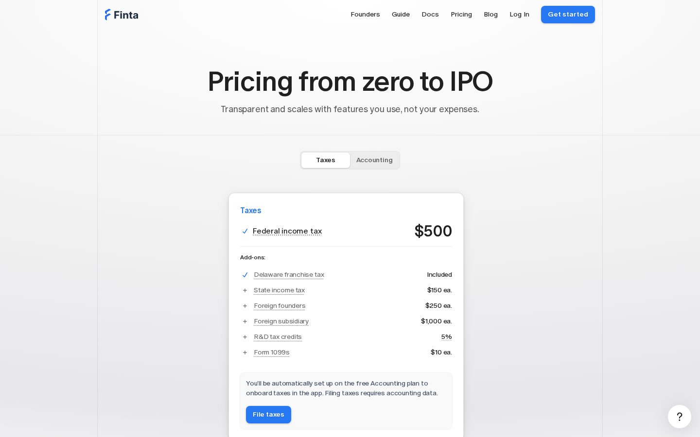 Finta Pricing