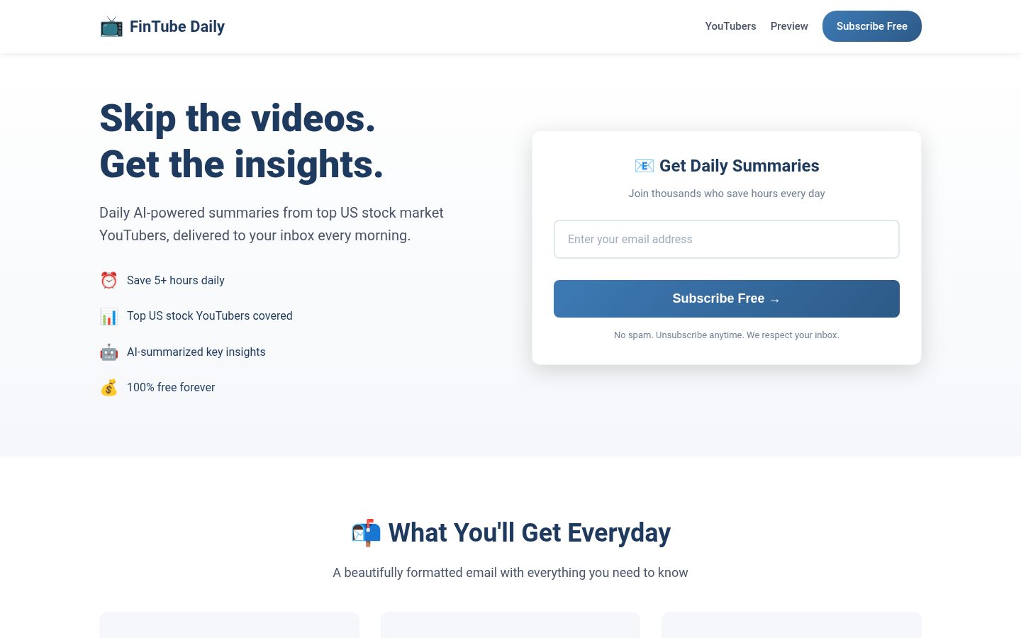 FinTube Daily Homepage