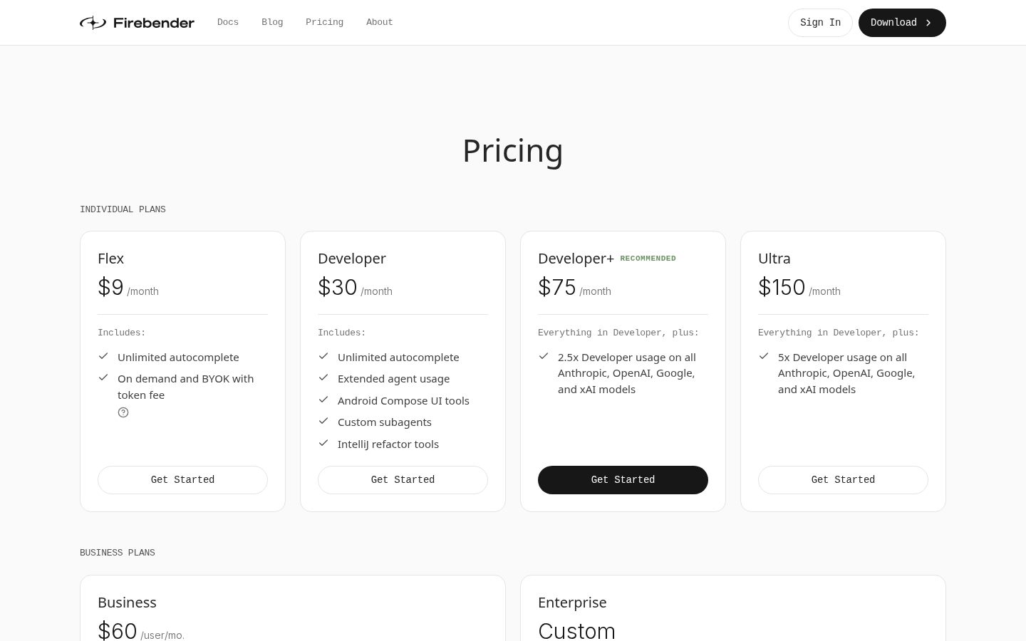 Firebender Pricing