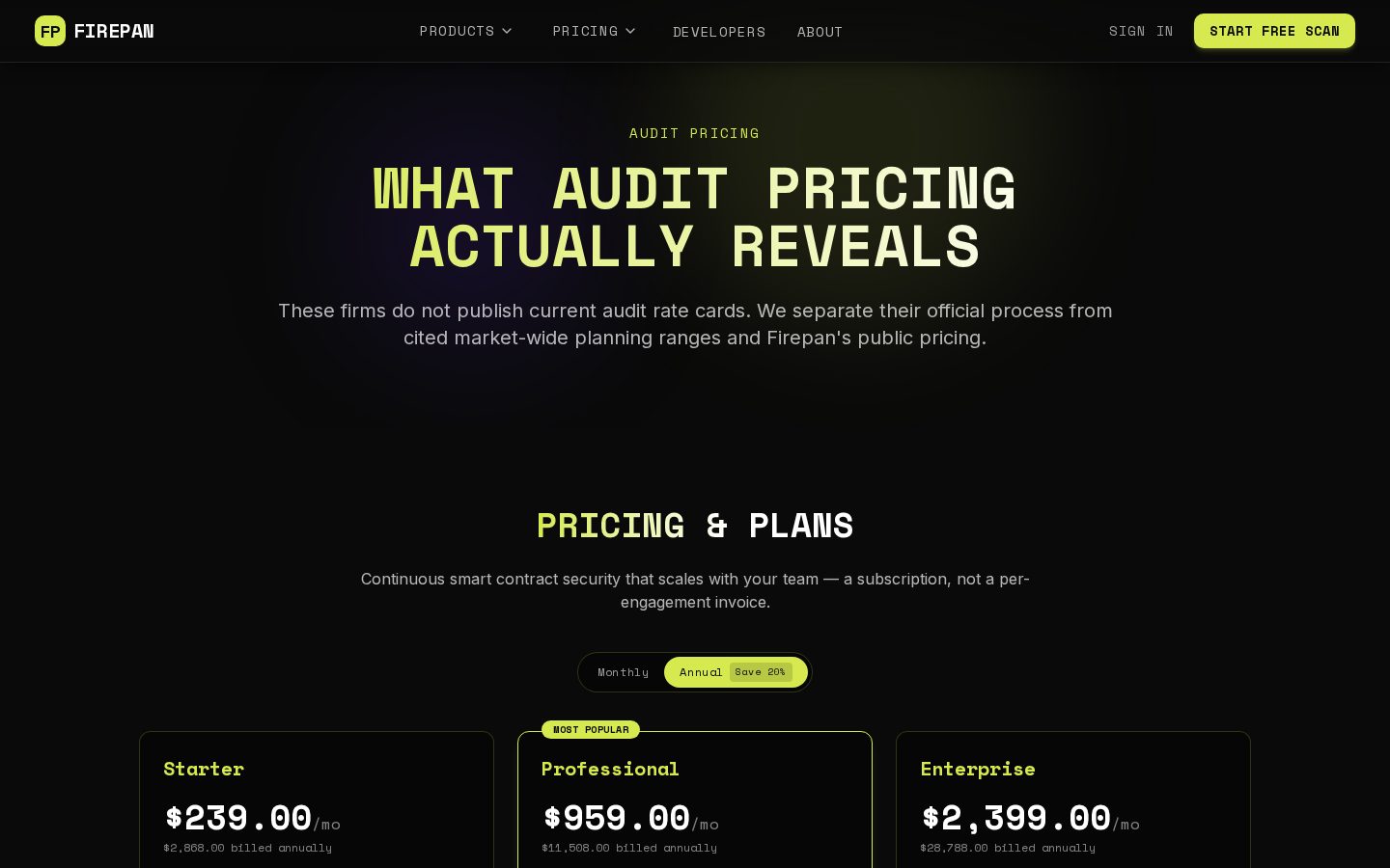 Firepan Pricing