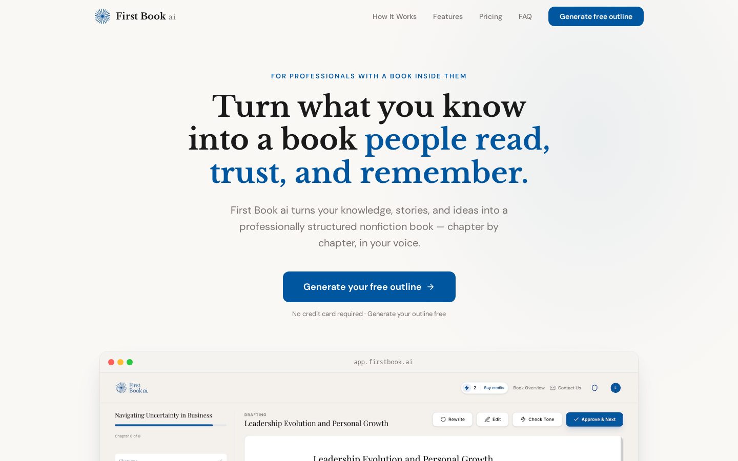 First Book ai Homepage