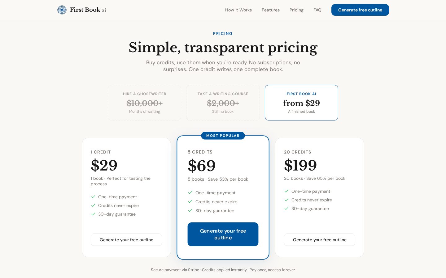 First Book ai Pricing