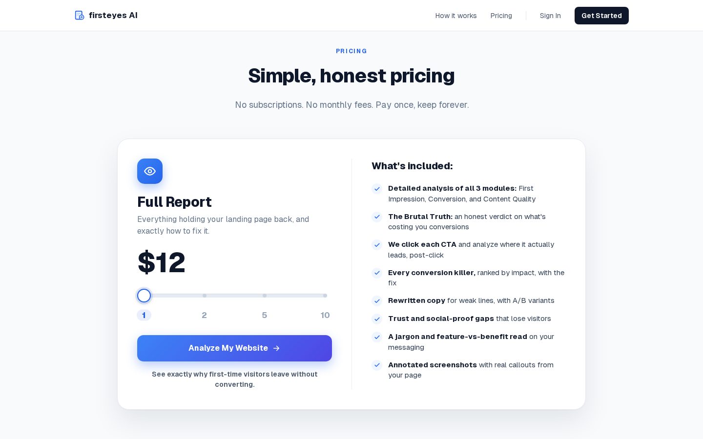 firsteyes AI Pricing