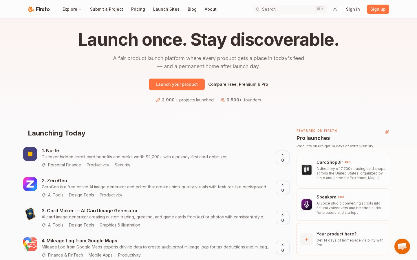Firsto Homepage