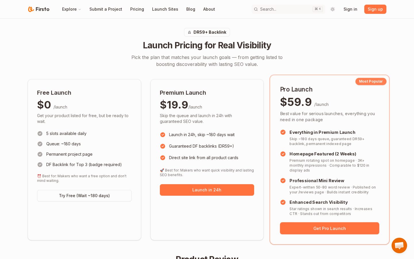 Firsto Pricing