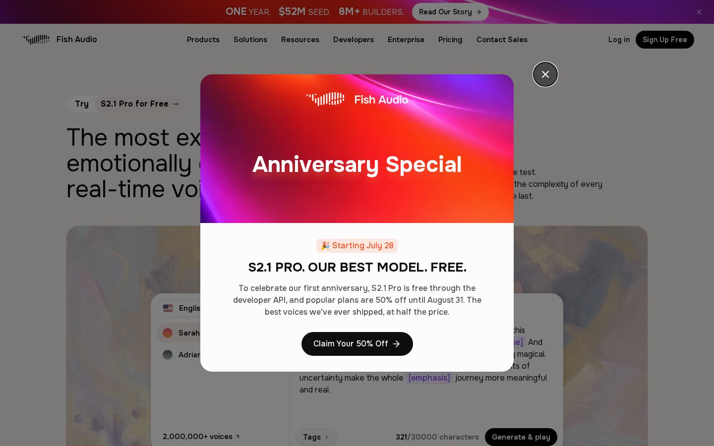 Fish Audio S2 Homepage