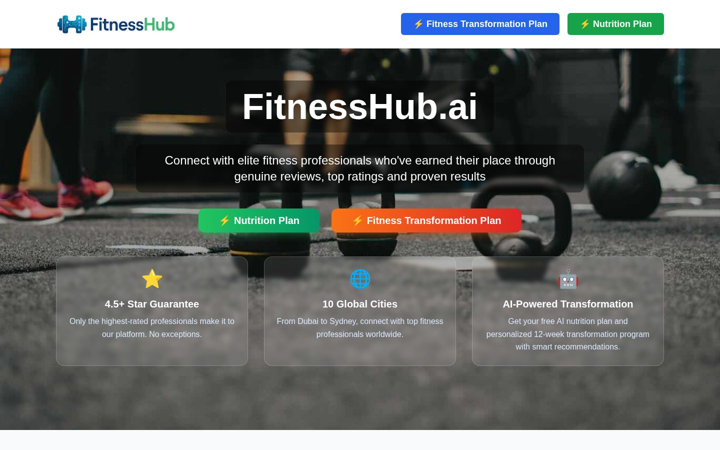 FitnessHub Homepage
