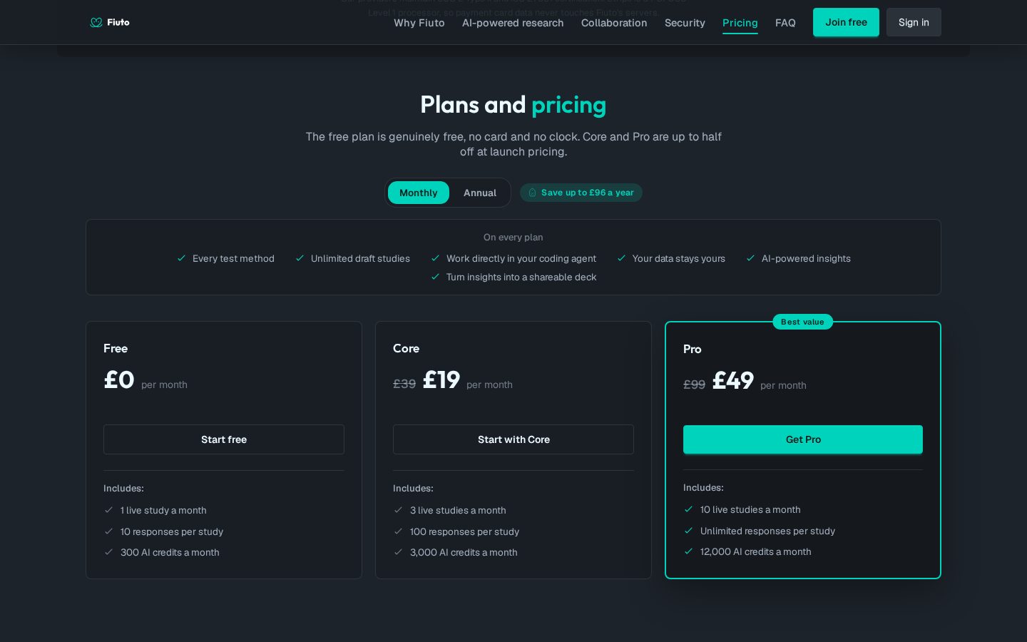 Fiuto Pricing