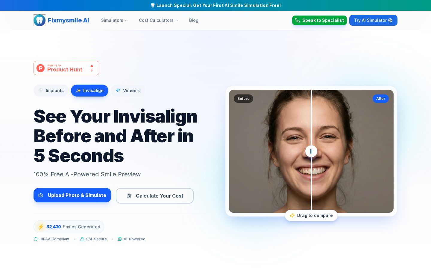 fix my smile AI Homepage