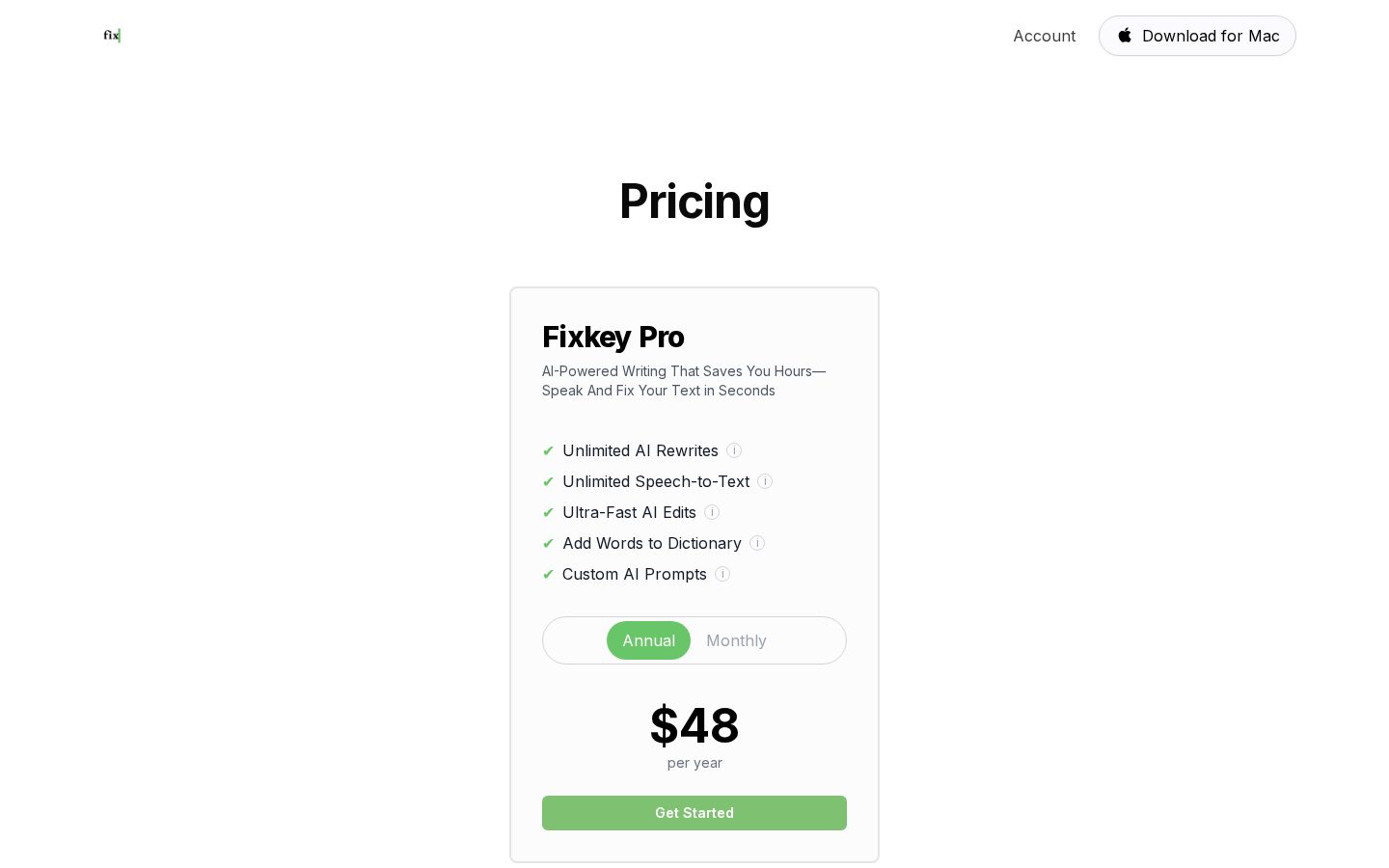 Fixkey Pricing